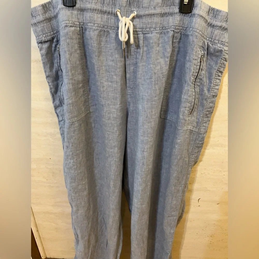 Athleta Cabo Linen Wide Leg Pants Chambray Color 100% Linen - Picture 6 of 12